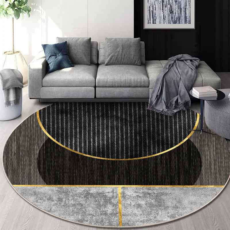 Afralia™ Circular Geometric Cashmere Floor Mat for Living Room, Stain Resistant & Easy-Clean