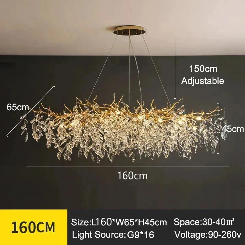 Afralia™ Crystal Ceiling Chandelier LED Pendant Lamp for Home Decor