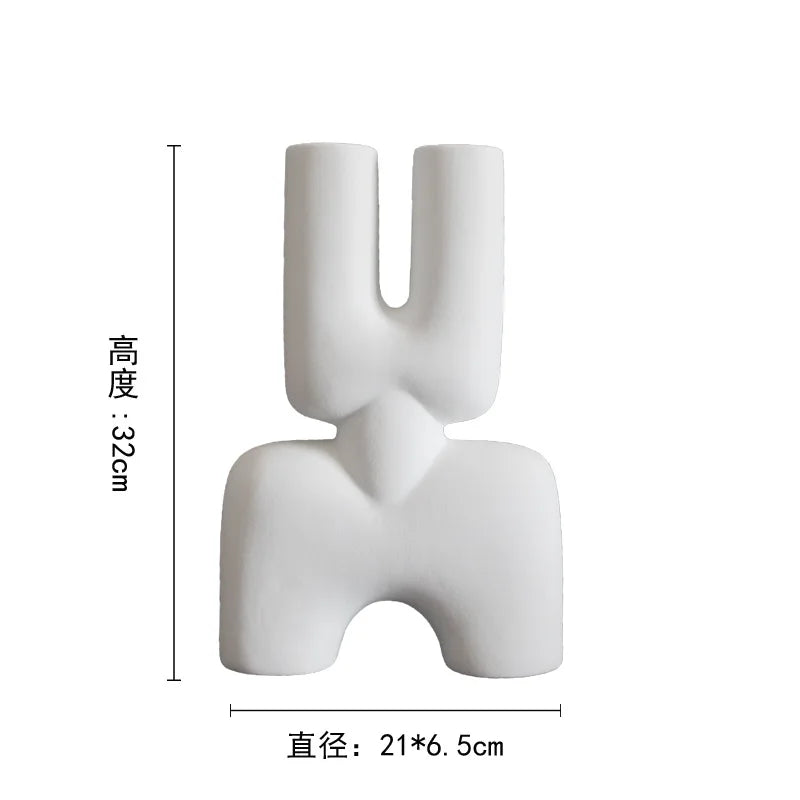 Afralia™ Geometric Ceramic Vase | Irregular Ornaments | Room Decoration Accessories