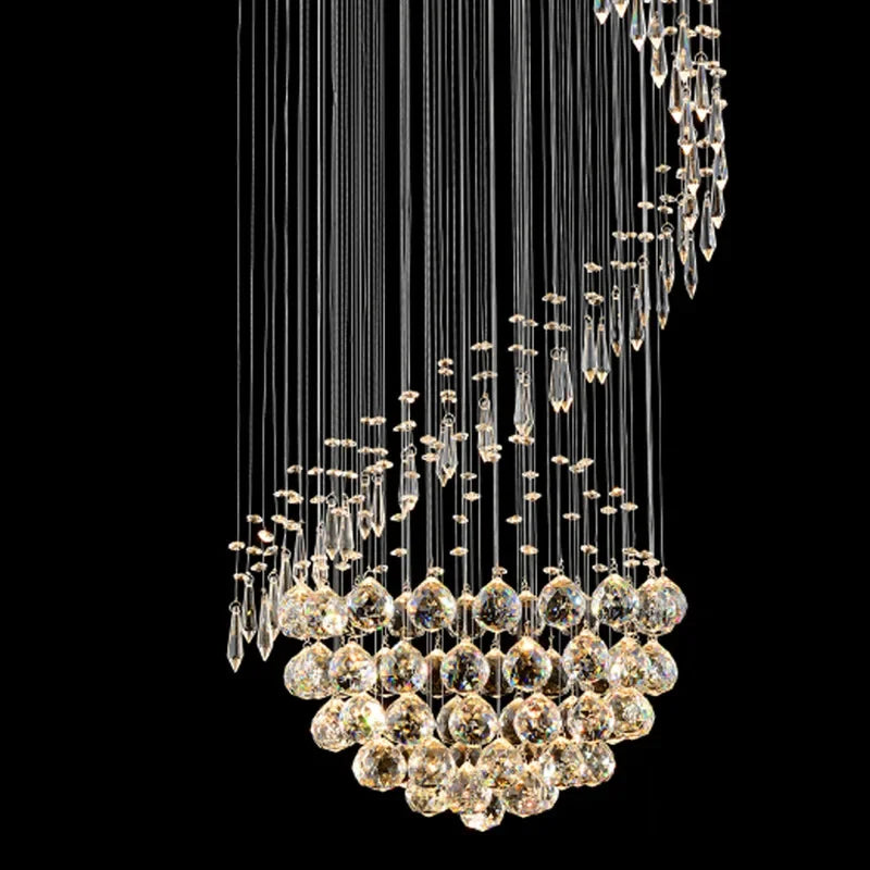 Afralia™ Crystal Staircase Chandelier: Modern LED Indoor Lighting for Living Room, Lobby, and Home