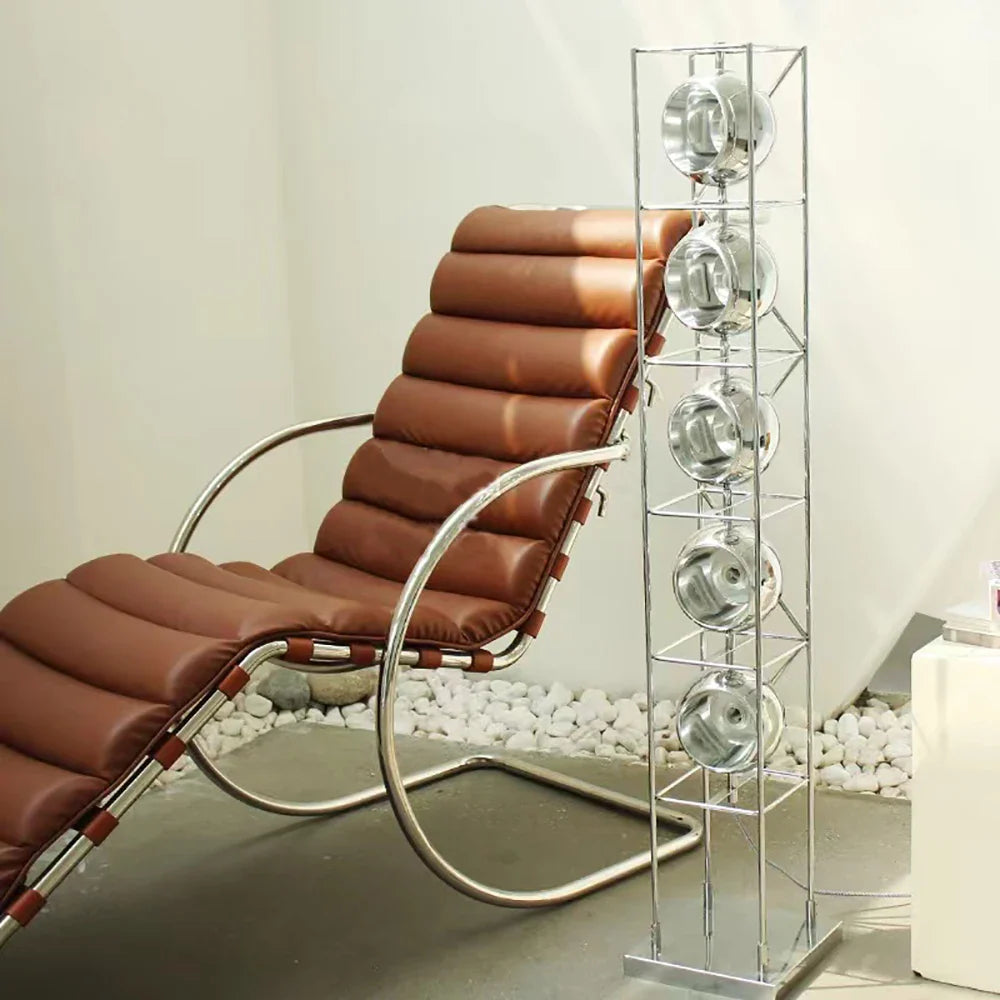 Afralia™ Minimalist Chrome LED Floor Lamp Metal Art Decoration