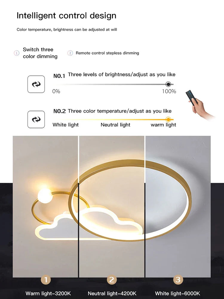 Afralia™ Kids LED Ceiling Light: Modern Nursery Chandelier for Bedroom, Smart Cartoon Lamp