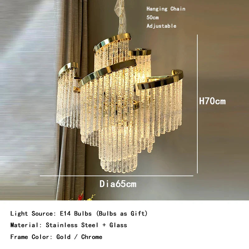 Afralia™ Icicle Glass Chandelier: Handmade Luxury Indoor Hanging Lamps for Living Room