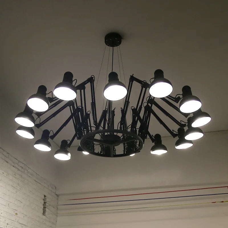 Afralia™ Industrial LED Pendant Light Spider Iron Chandelier Flex Fixtures