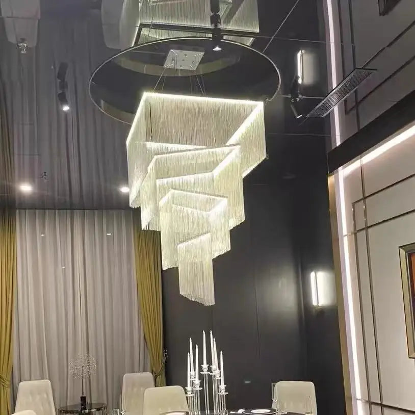 Afralia™ LED Square Chandelier: Modern Luxe Hanging Ceiling Lamp for Living Room & Lobby