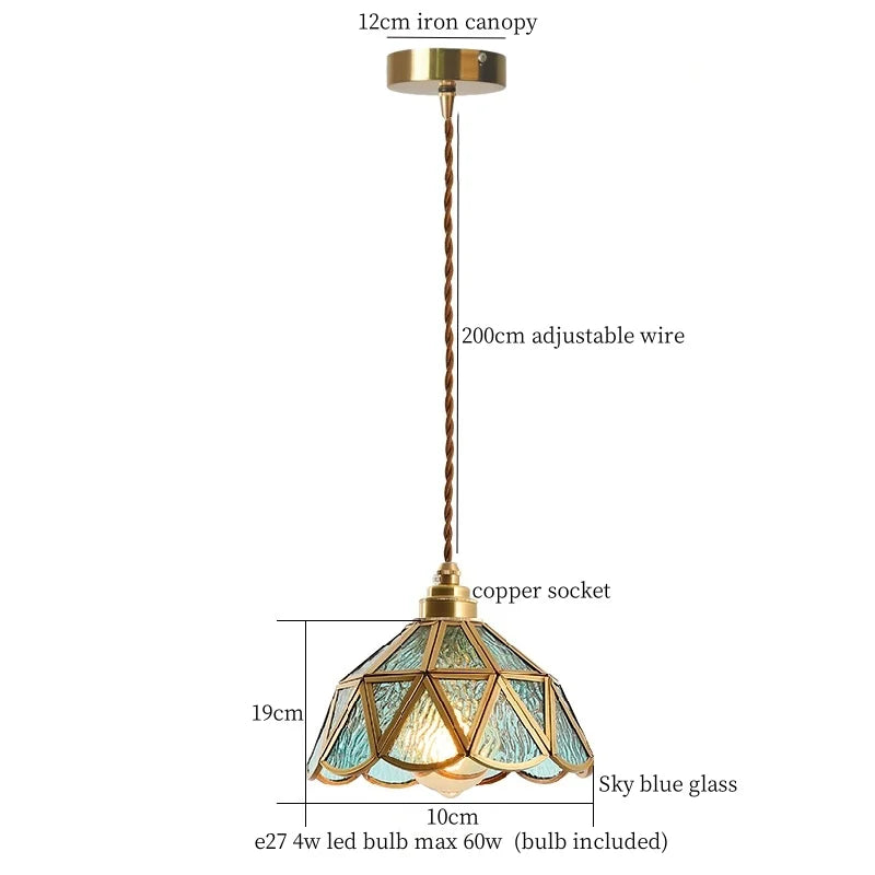 Afralia™ Nordic Glass LED Pendant Light - Vintage Brass Hanglamp for Cafe, Living Room