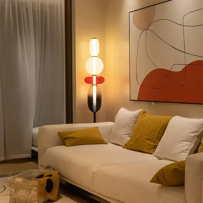 Afralia™ Colored Glass LED Floor Lamp - Indoor Lighting Decoration for Living Room and Bedroom