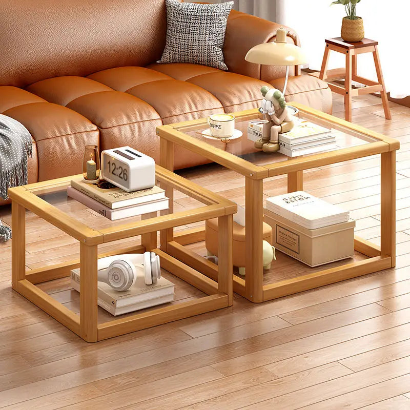 Afralia™ Modern Glass Coffee Table Set for Small Apartment Living Room