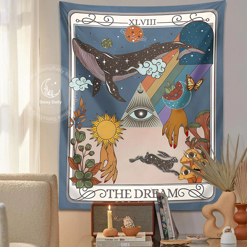 Afralia™ Dream Tarot Tapestry: Mystical Witchy Decor for Tarot Lovers, Hippie Dorm Art