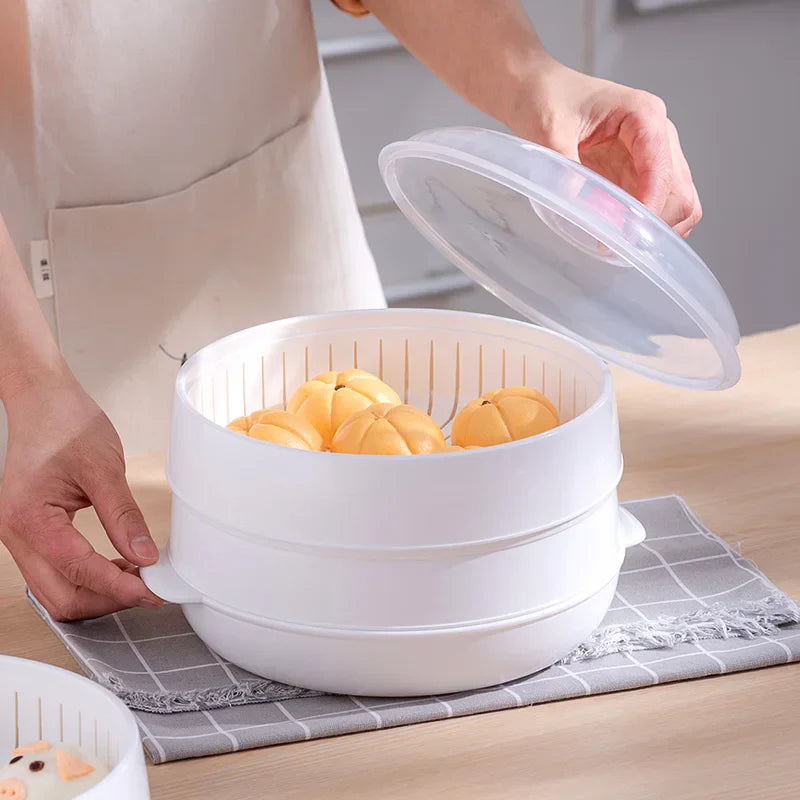Afralia™ Multi Layer Microwave Steamer with Lid for Steamed Buns and Dumplings