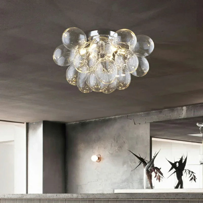 Afralia™ Glass Chandelier Leds Ceiling Lamp for Designer Bedroom Lighting Fixture