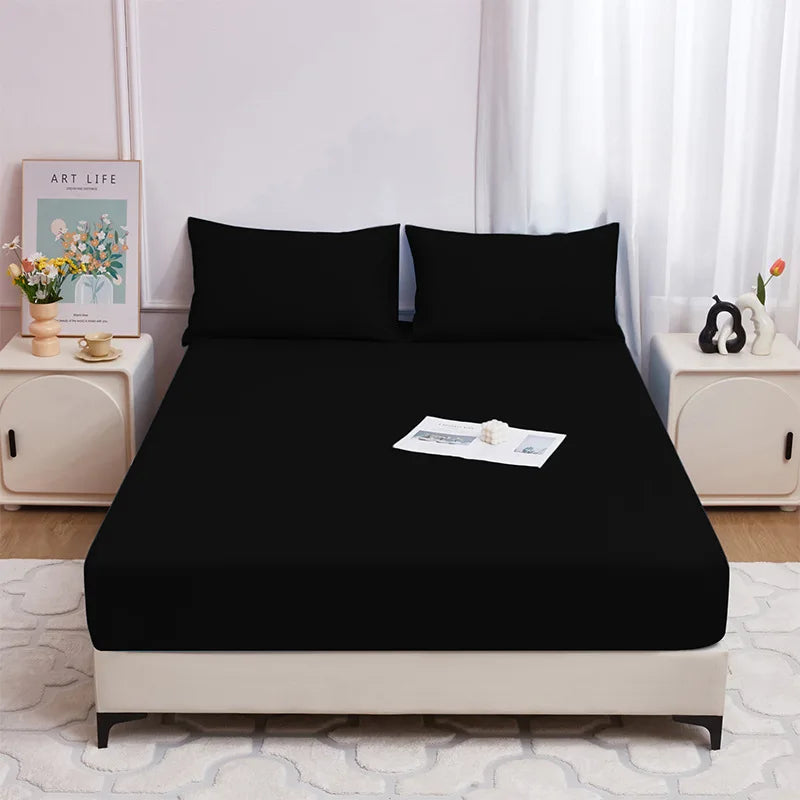 Afralia™ Single Fitted Waterproof Bed Sheet - Solid Color Mattress Protector