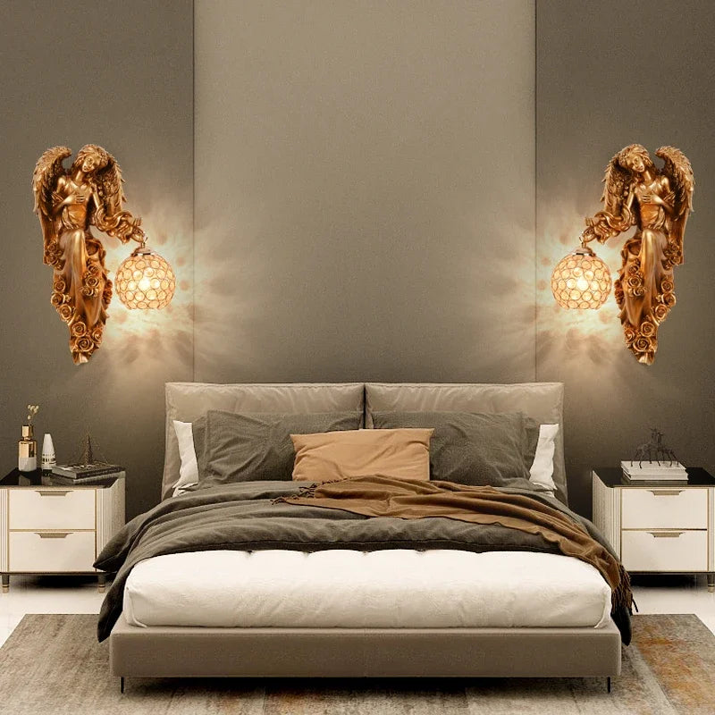 Afralia™ Resin Mermaid Wall Light: Nordic Modern Angel Wall Lamps for Living Room and Bedroom