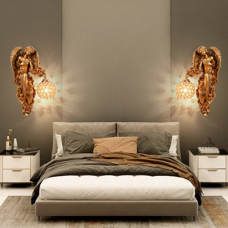 Afralia™ Nordic Mermaid Resin Wall Lamp LED Creative Decor for Living Room and Bedroom