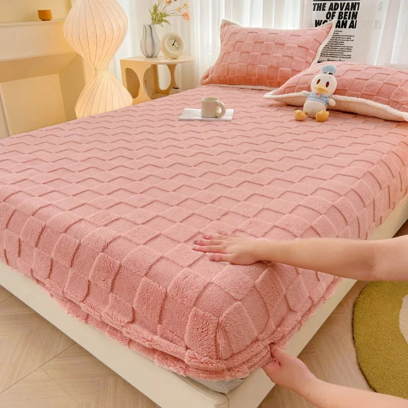 Afralia™ Milk Velvet Fitted Sheet: Soft Fleece Bed Cover for Cozy Winter Nights