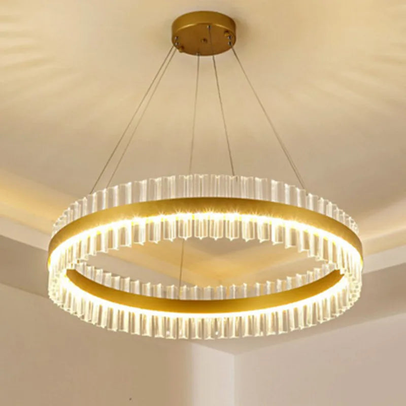 Afralia™ Crystal LED Circle Pendant Chandelier for Living Room Kitchen Decor