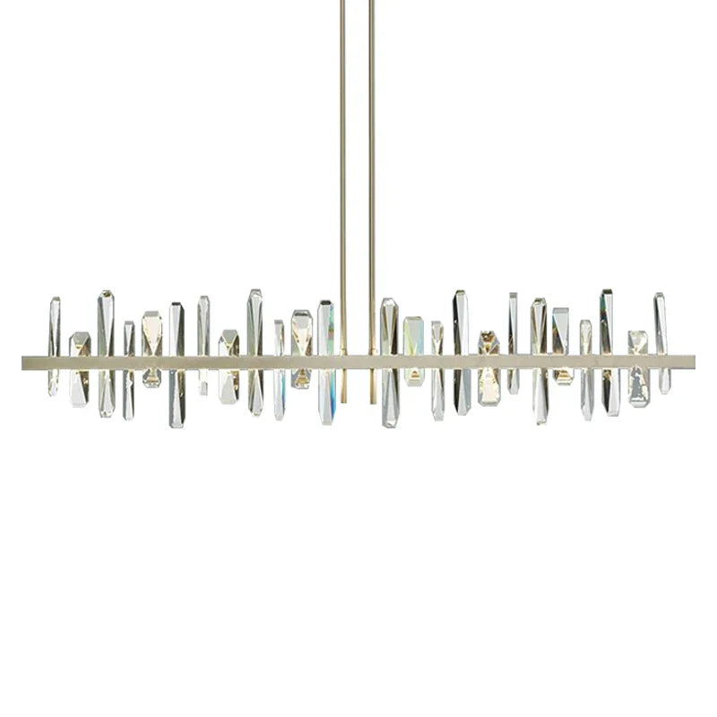 Afralia™ Modern Copper Chandelier Light Luxury Glass Strip Design For Bar and Restaurant