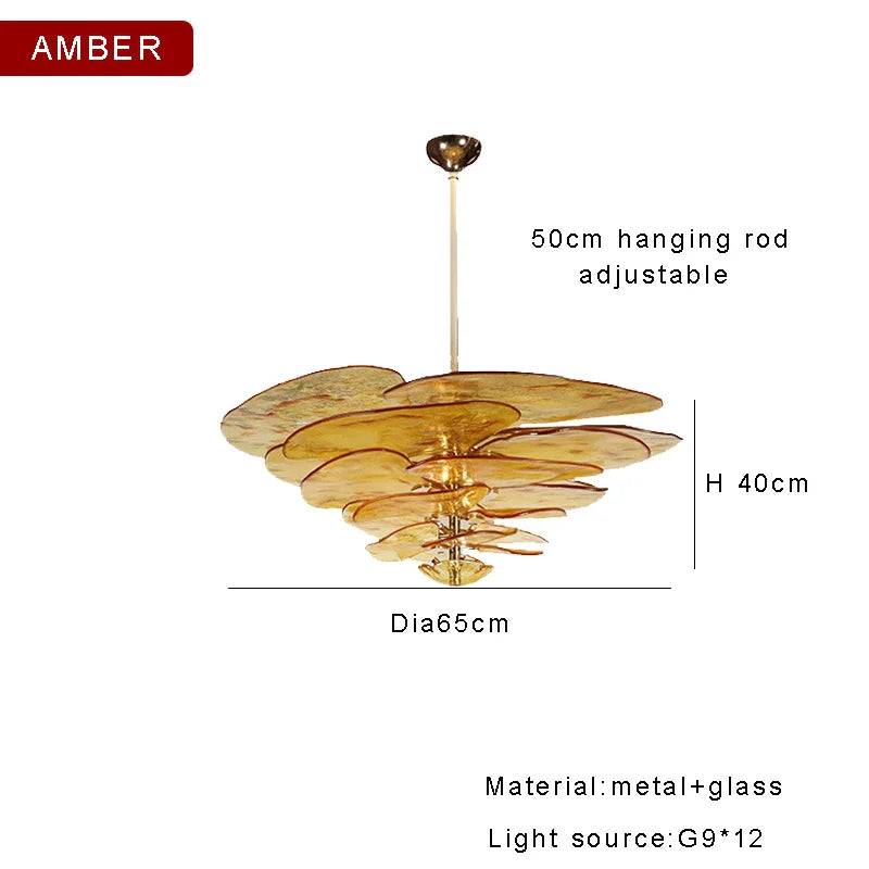 Afralia™ Amber Glass Chandeliers: Luxury Vintage Hanging Lamp for Duplex Villa