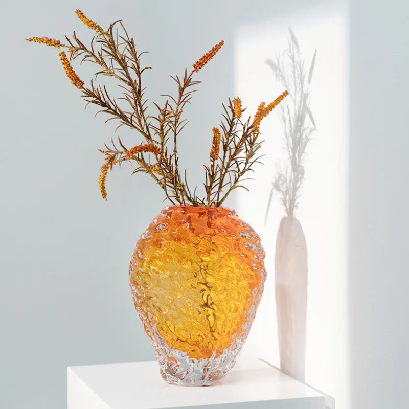 Afralia™ Glass Colored Vase Orange Floral Arrangement Hydroponics Terrarium Home Decor