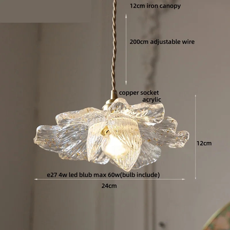 Afralia™ Acrylic LED Pendant Light: Copper Walnut Wood Flower Hang Lamp