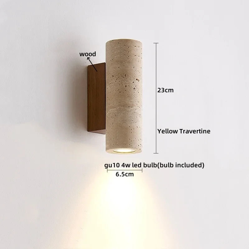 Afralia™ Yellow Travertine LED Wall Light Sconces for Living Room Home Decor