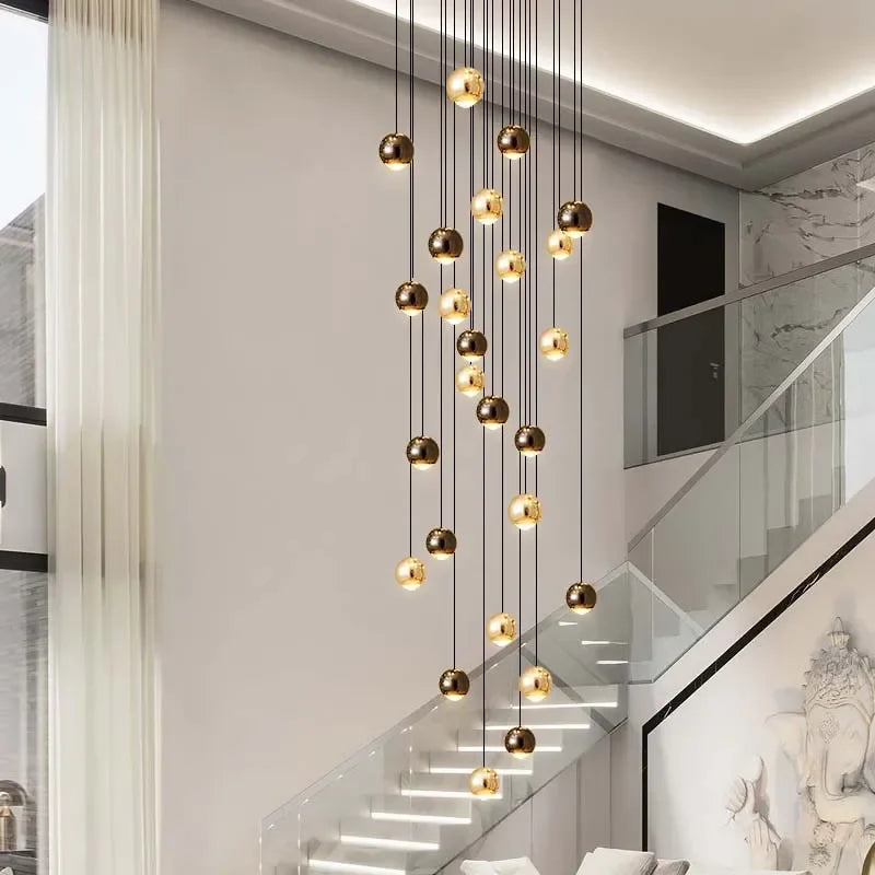 Afralia™ Modern Gold Crystal Chandelier: Minimalist Staircase Art Decor Lighting Fixtures