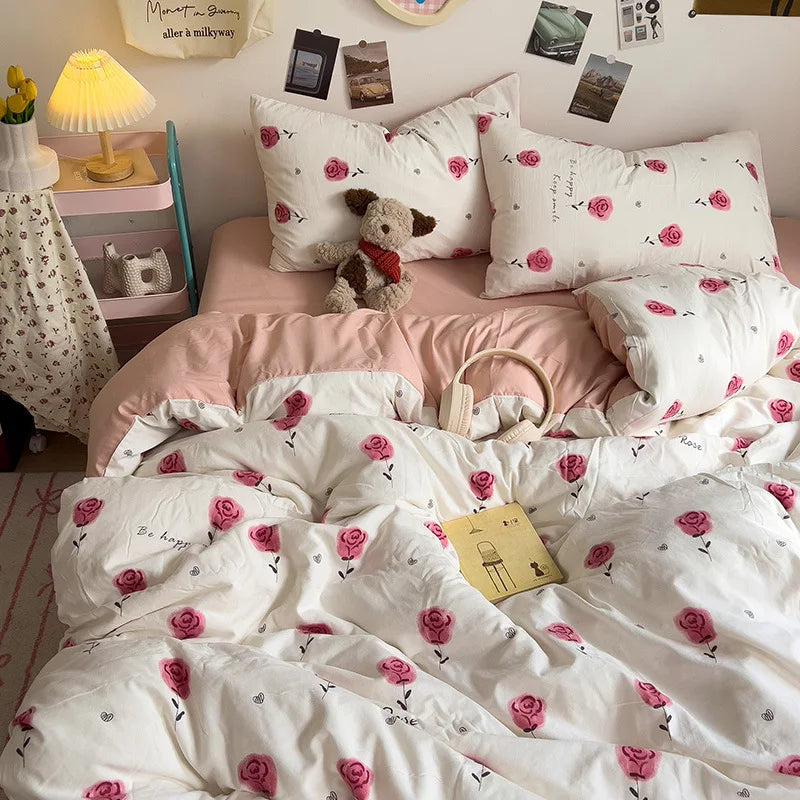 Afralia™ Korean Floral Print Single Duvet Cover: Sweet Comfort, All Seasons, Skin-Friendly