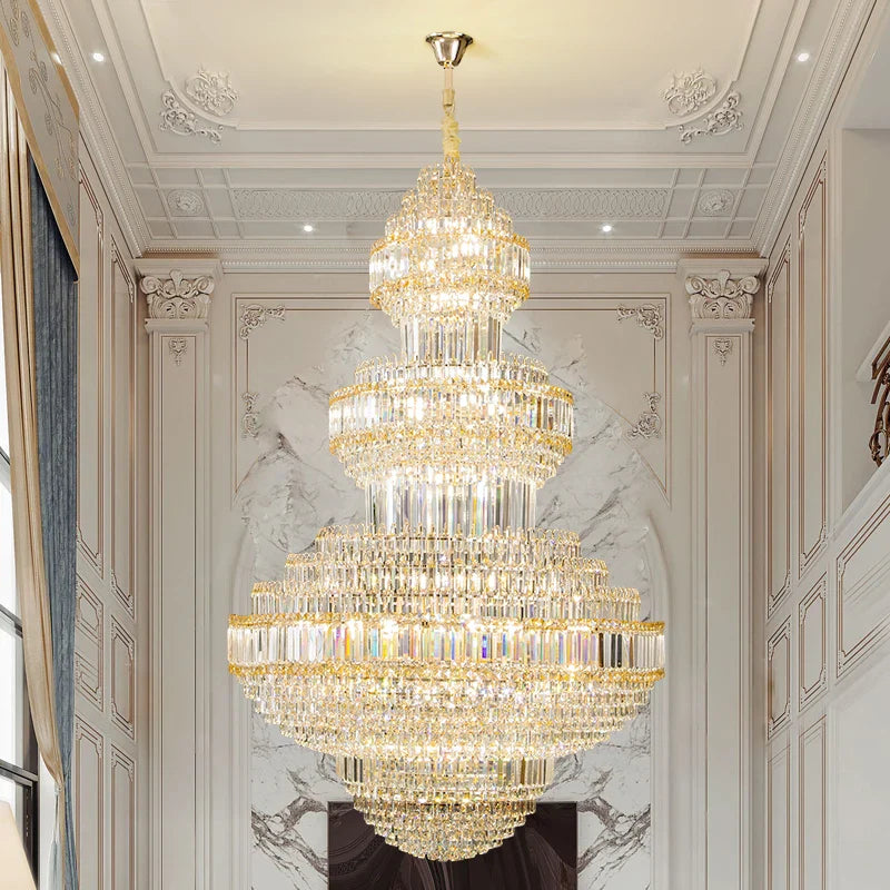 Afralia™ Crystal Villa Chandelier: Luxe European Duplex Hall Lighting - Elegant Living Room Decor