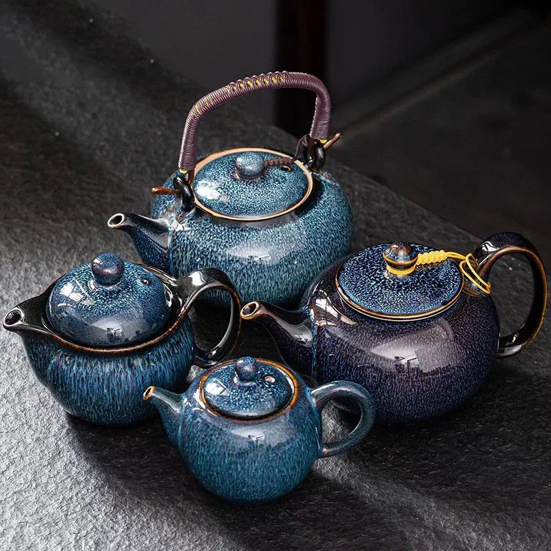 Afralia™ Starry Glaze Ceramic Teapot Set with Gaiwan and Yixing Teapots