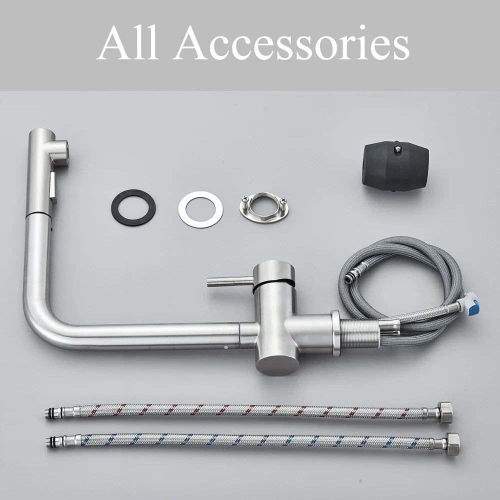 Afralia™ Brushed Nickel Kitchen Faucet with Dual Spray Nozzle