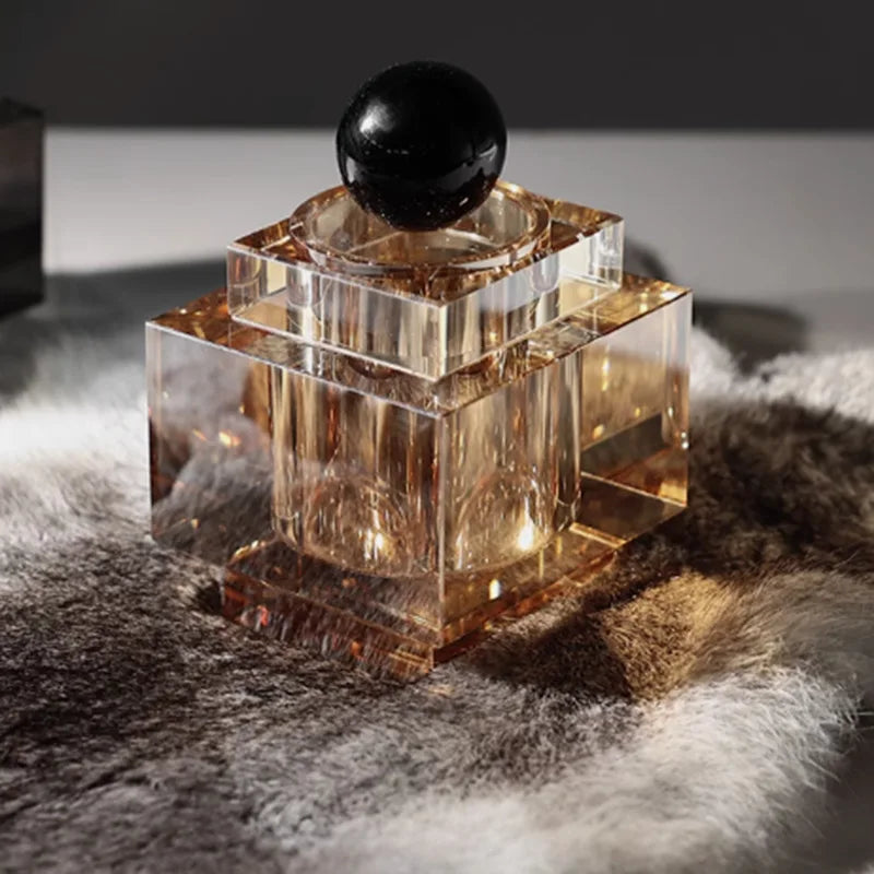 Afralia™ Clear Crystal Geometric Storage Jar - Cubic Square Transparent Jewelry Box