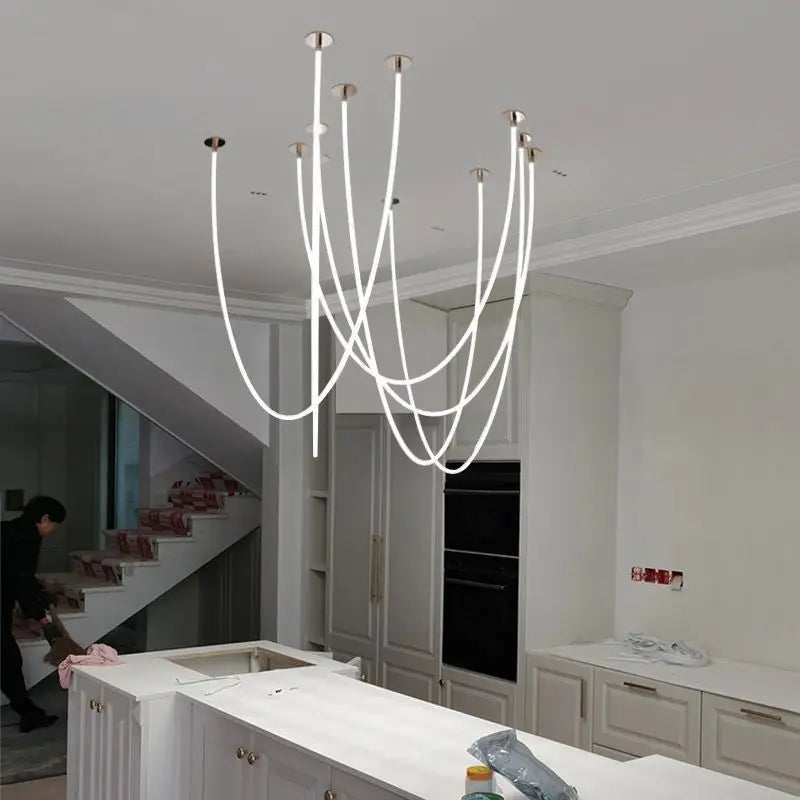 Afralia™ Silicone Chandelier Lamps LED Hanging Light 360° Lighting for Living Room Dining Room