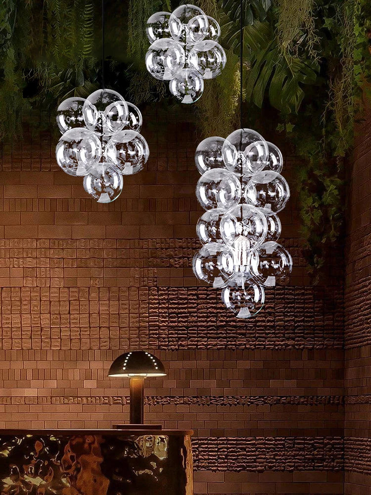 Afralia™ Bubble Glass Chandelier Pendant Light for Dining Room Villa Stair Lustre