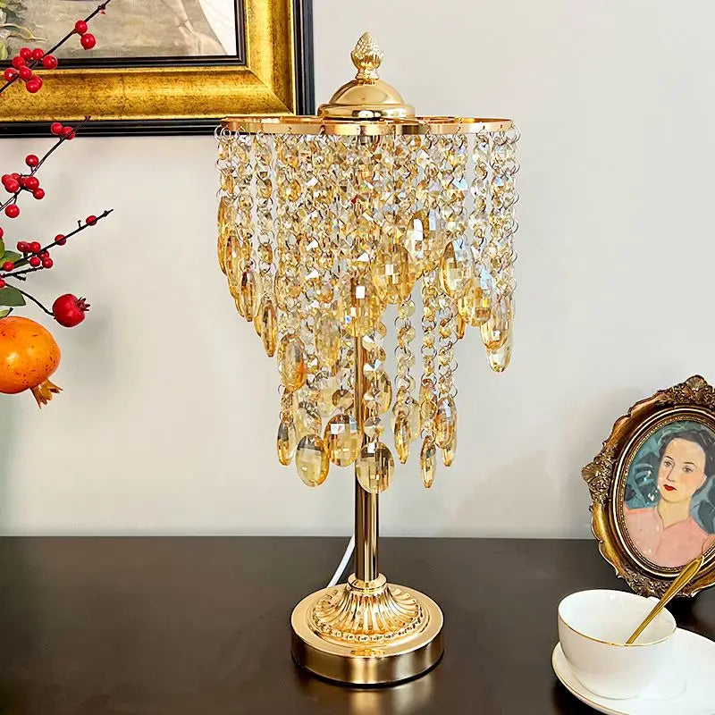 Afralia™ Crystal Glass Table Lamp with Round Stand for Bedroom Living Room