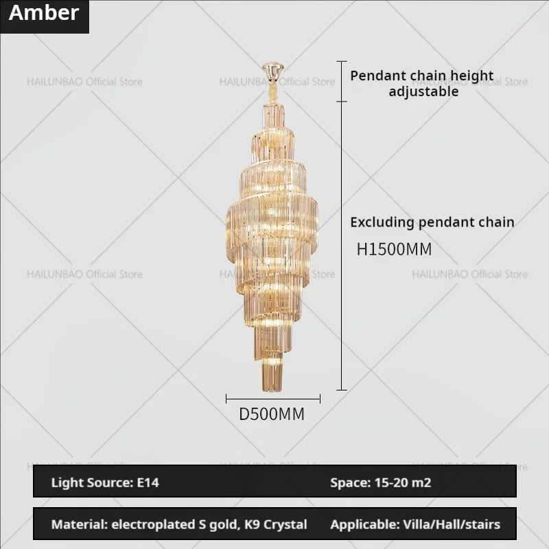 Afralia™ Crystal Chandelier for Penthouse Villa Living Room - Modern Light Luxury Design