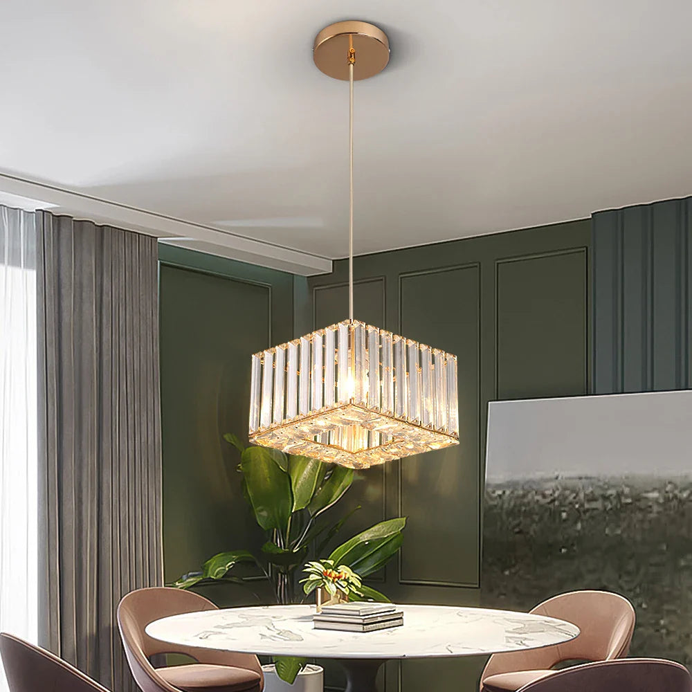 Afralia™ Mini Gold/Black Crystal Pendant Light: Modern Luxury Ceiling Hanging Lamp for Dining Room