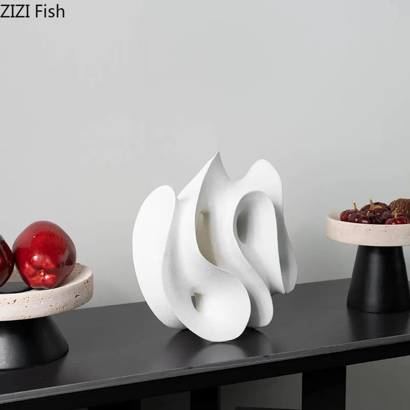 Afralia™ Geometric Resin Sculpture Desk Decoration Hollow Out Ornaments Abstract Handicrafts