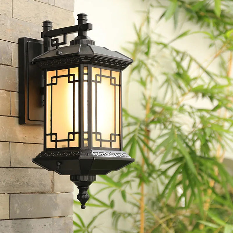 Afralia™ Outdoor Chinese Style LED Wall Lamp for Courtyard, Gate, Balcony - Waterproof Landscape Lighting