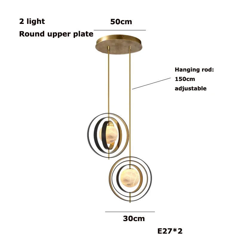 Afralia™ Marble Globe Pendant Light with Black Gold Hardware - Modern Tea Room Ceiling Decor