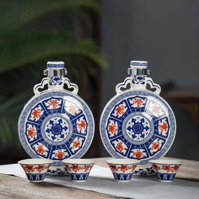 Afralia™ Blue and White Eight Treasures Ceramic Vase - Home Decor Ornament