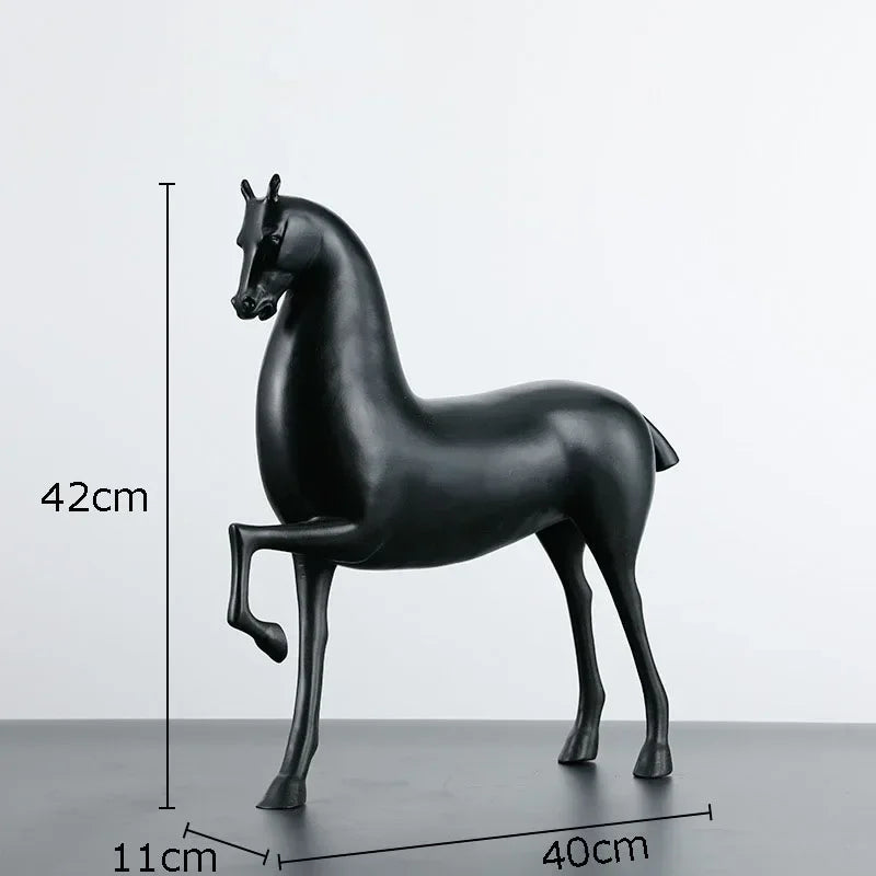Afralia™ Black Horse Sculpture Desk Decoration - Modern Minimalist Room Decor