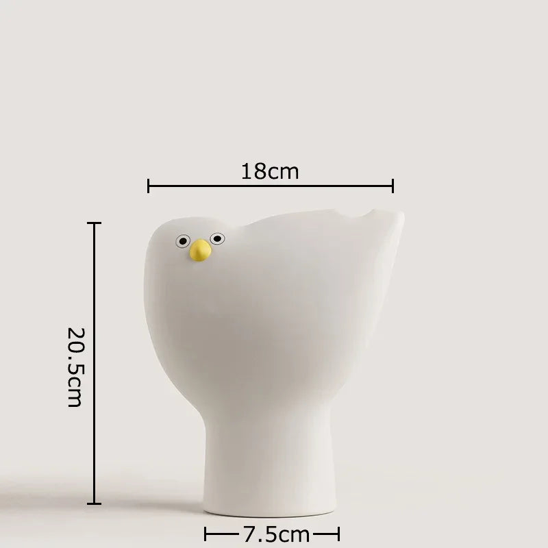 Afralia™ Ceramic Bird Vase Desk Decor with Artificial Flowers for Aesthetic Room Ambiance