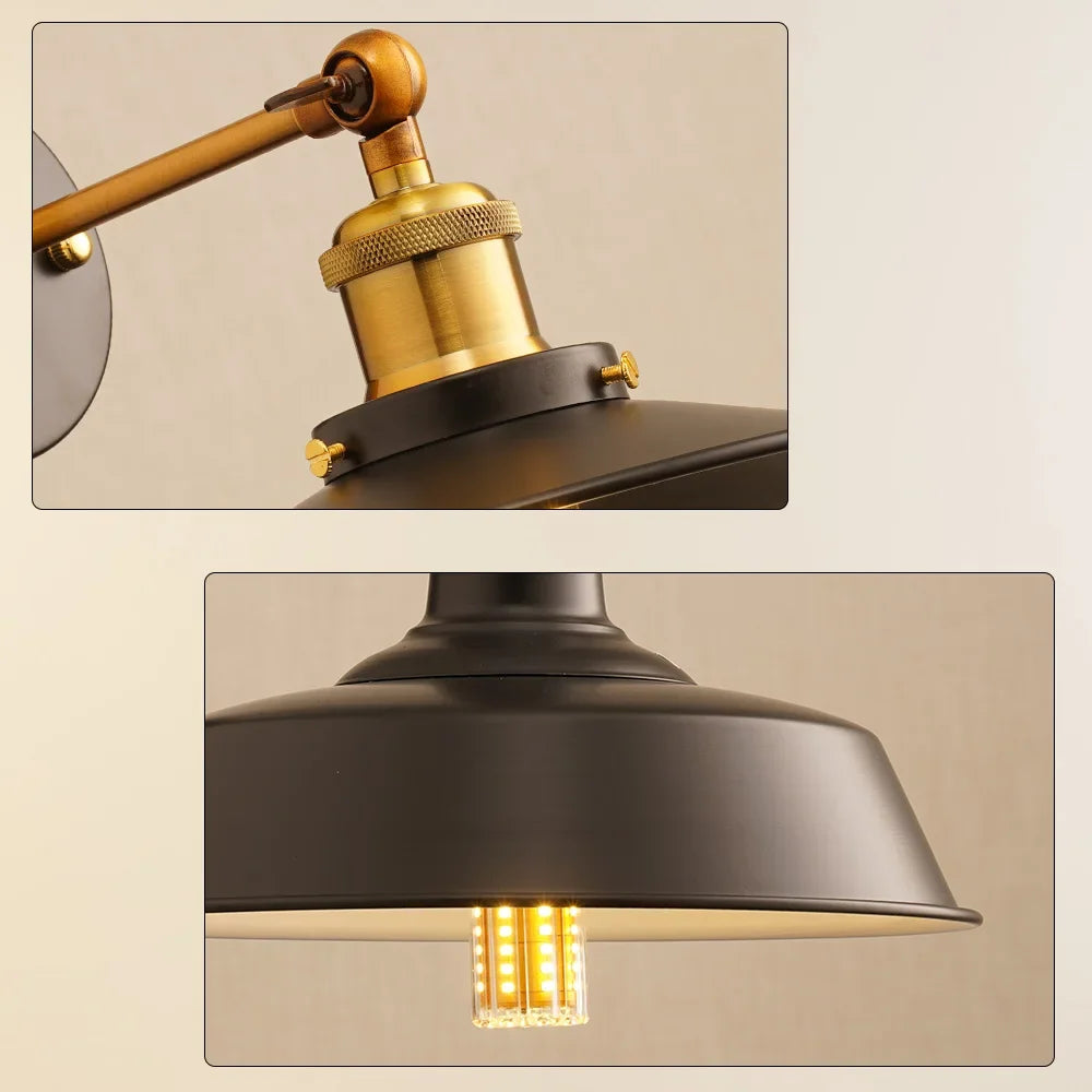 Afralia™ Vintage Industrial Wall Sconce with Switch, Black Wall Lamp for Loft Bedroom