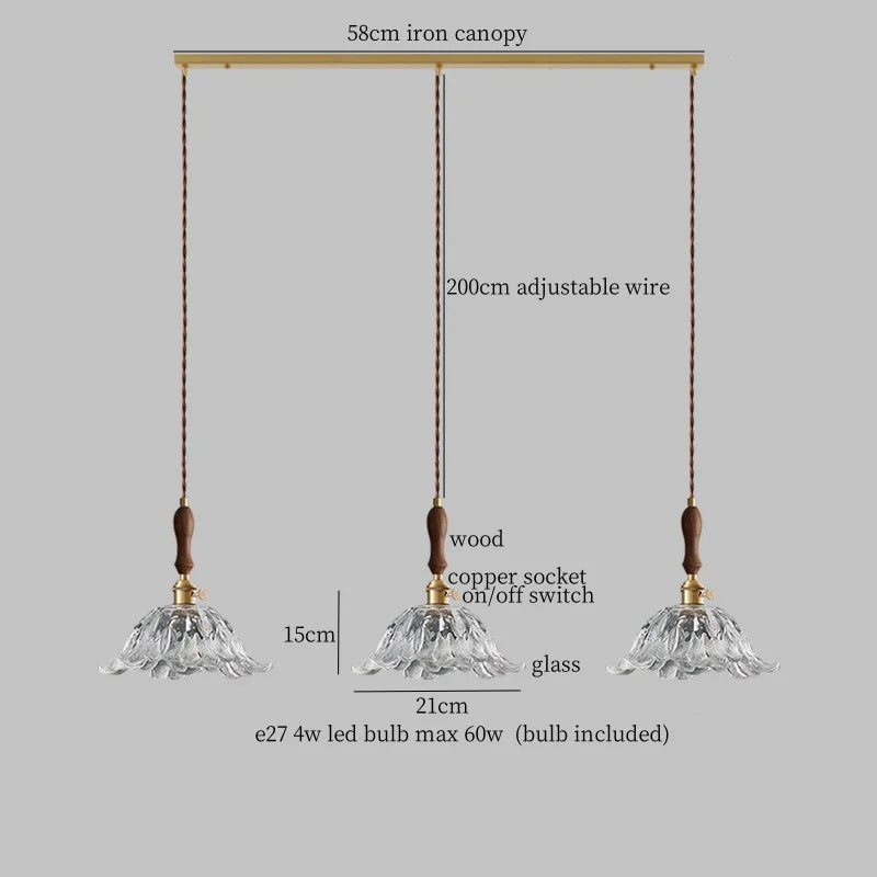 Afralia™ Glass LED Pendant Lamp Petal Lampshade for Bedroom Living Dining Room
