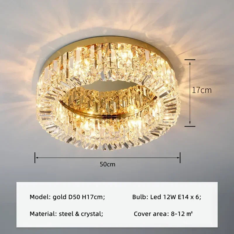 Afralia™ Crystal LED Ceiling Light Chandelier for Bedroom, Modern Round Indoor Lighting