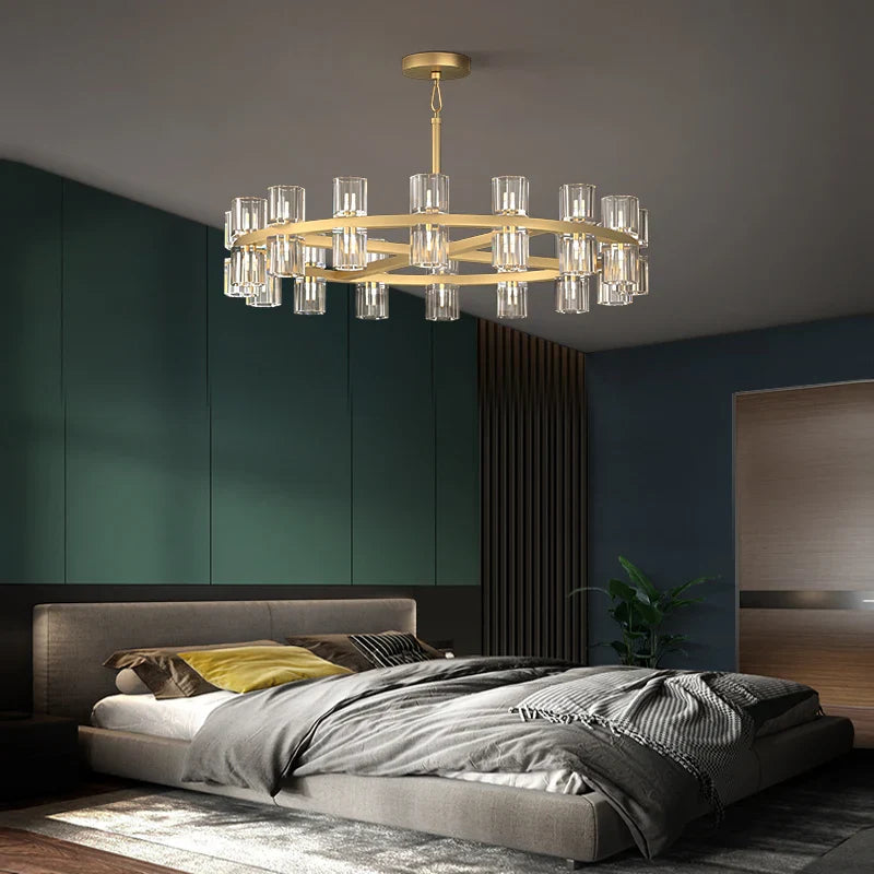 Afralia™ Crystal Black Gold Luxury LED Hanging Pendant Light for Living Room