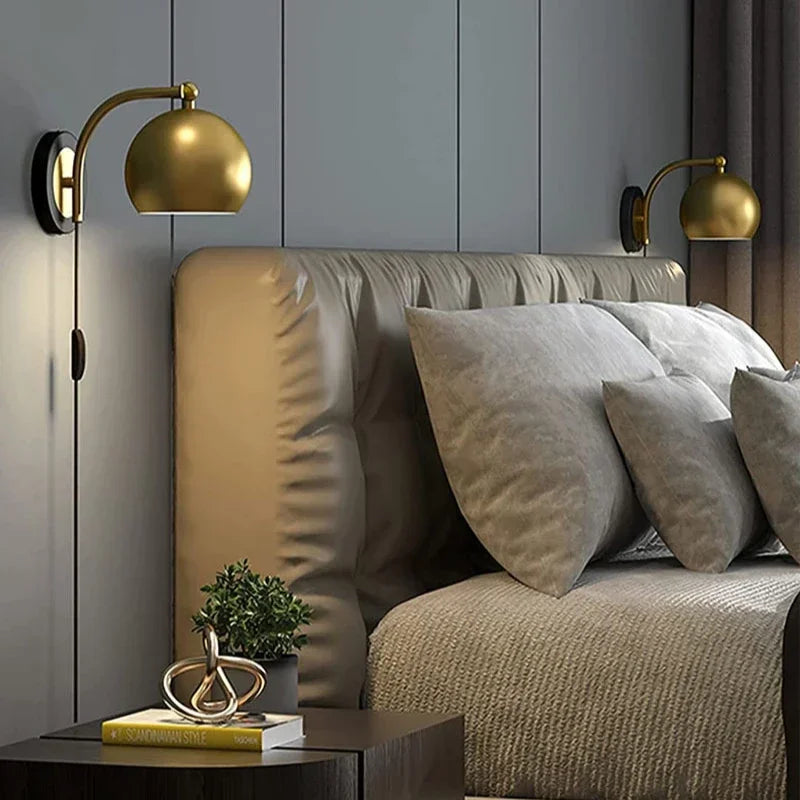 Afralia™ Gold Adjustable Plug-In Wall Sconce for Vintage Industrial Home Decor