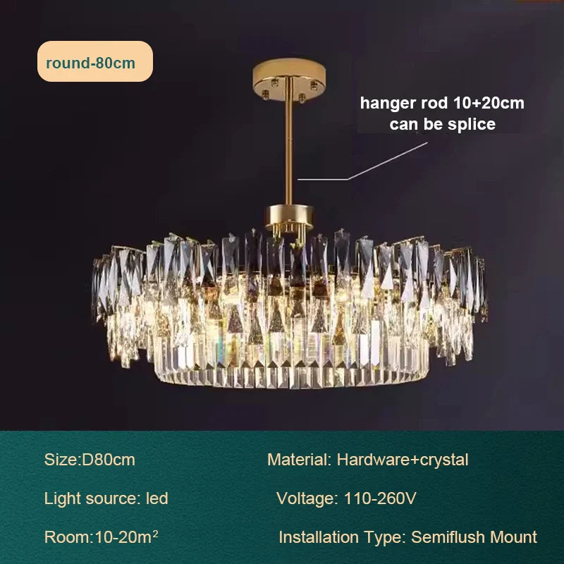Afralia™ Gold Crystal Chandelier Modern LED Pendant Lamps