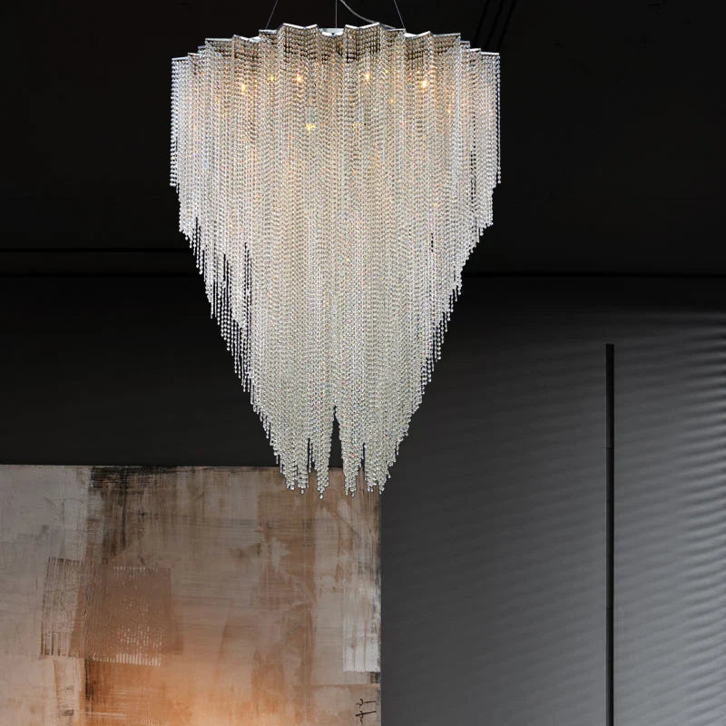 Afralia™ Crystal Tassel Pendant Light: Italian Postmodern Luxury for Bedroom & Restaurant