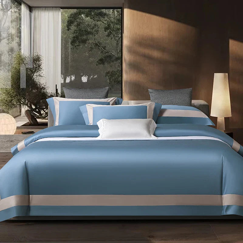 Afralia™ Luxury Egyptian Cotton Solid Color Bedding Set 4Pcs